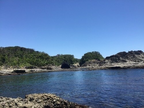 海　山　青空　写真