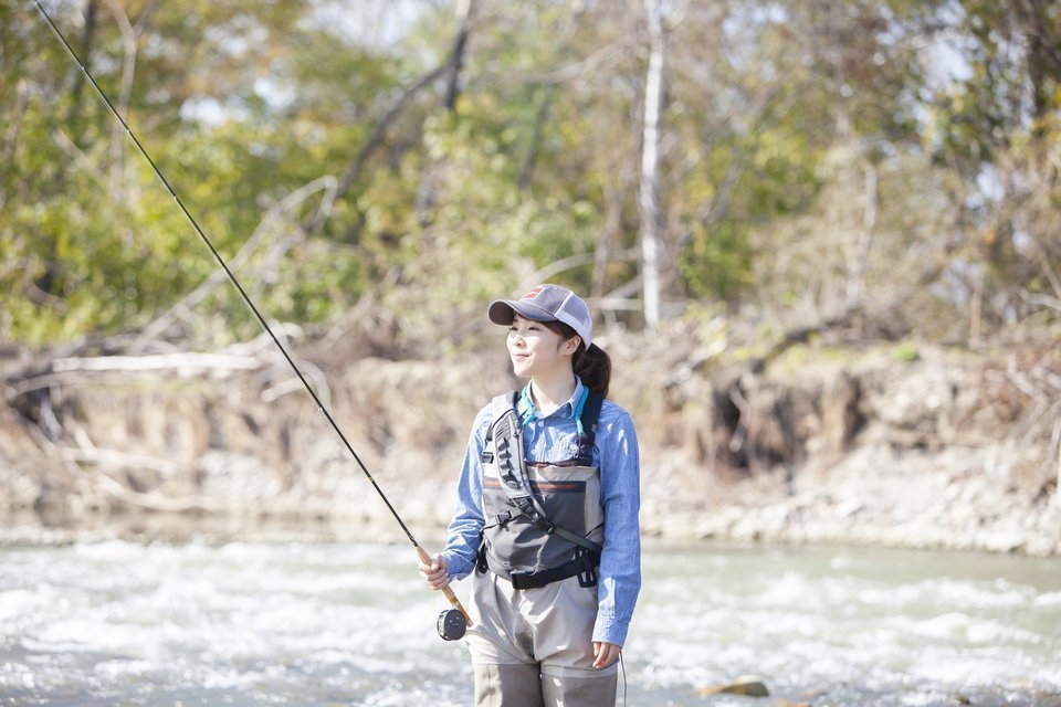 釣りを楽しむ女性