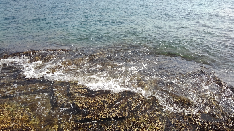 満潮時の海岸線写真