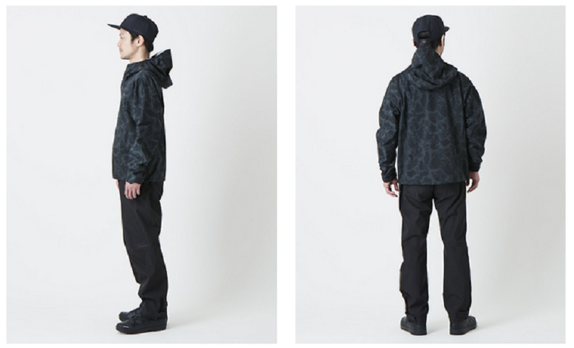 シマノのレインジャケットのアップ写真