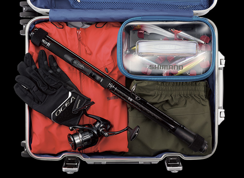 カバンに収納されているタックル写真