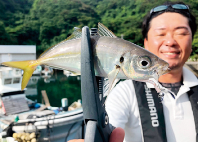 ジグヘッドと魚のアップ写真