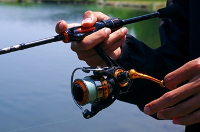 ロッドとリールのアップ写真