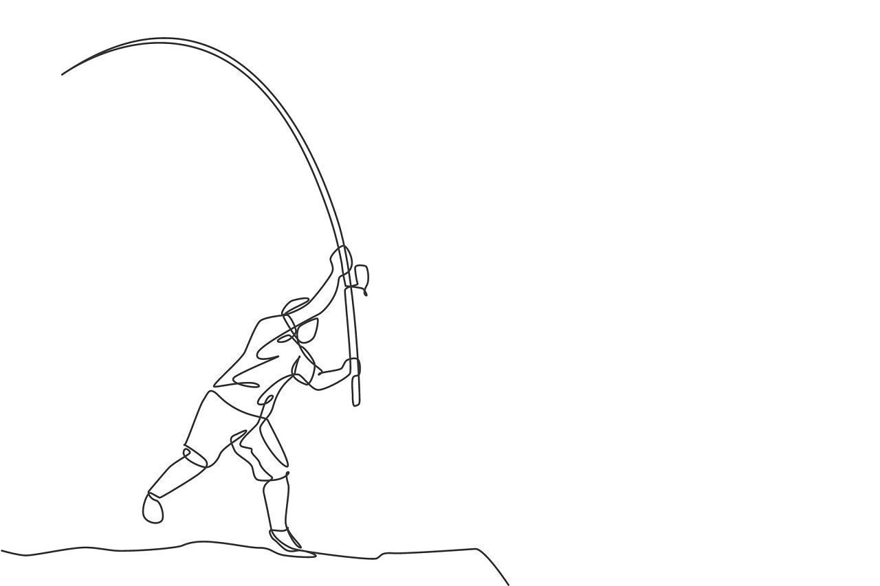 投げ釣りする人のイラスト