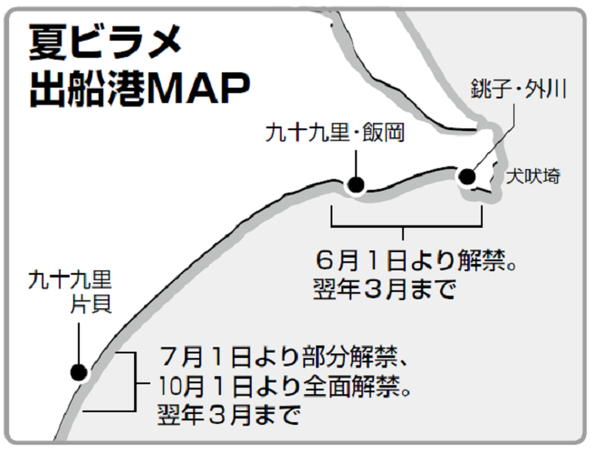 夏ビラメ出港船MAP