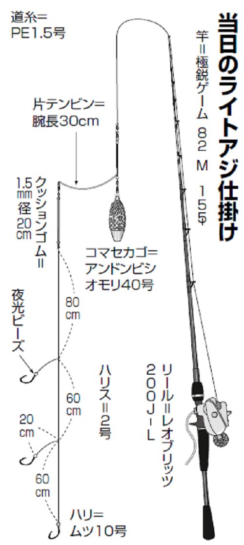 当日のライトアジ仕掛けの図