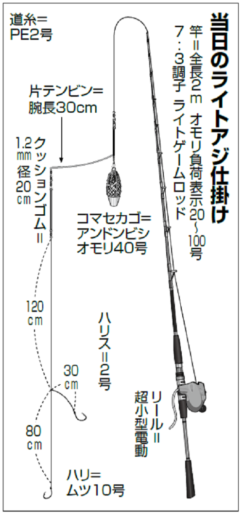 当日のライトアジ仕掛けの図