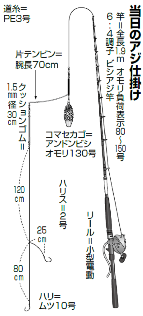 当日のアジ仕掛けの図