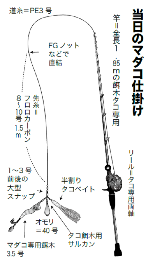 当日のマダコ仕掛けの図