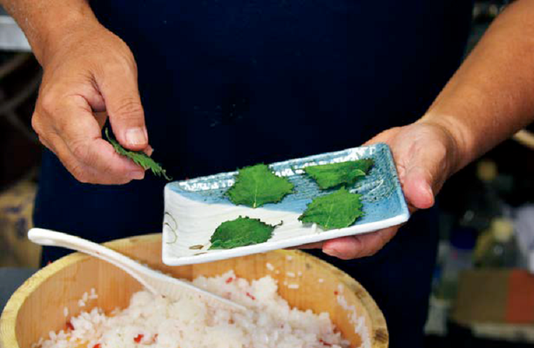 電子レンジで加熱した大葉